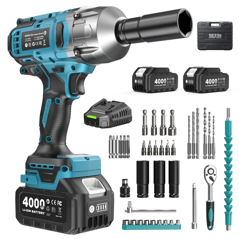 Seesii Cordless Impact Wrench Kit