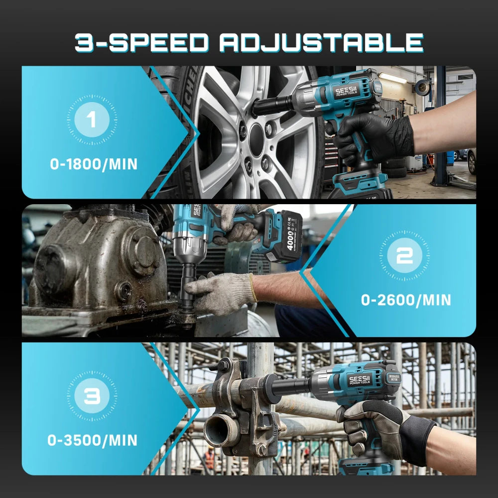 Seesii Cordless Impact Wrench Kit