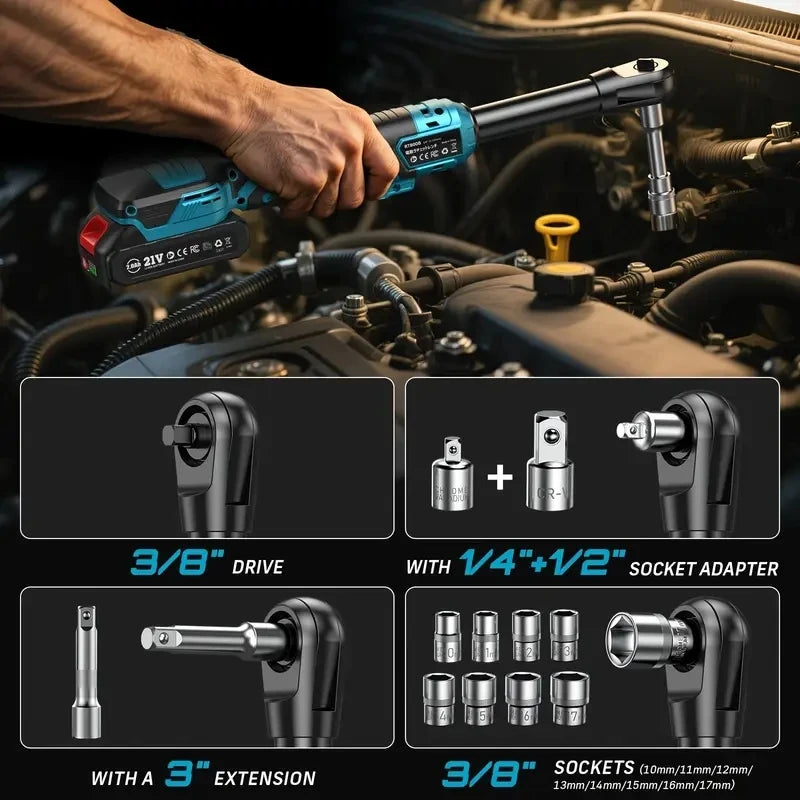 Extended Cordless Electric Ratchet Wrench