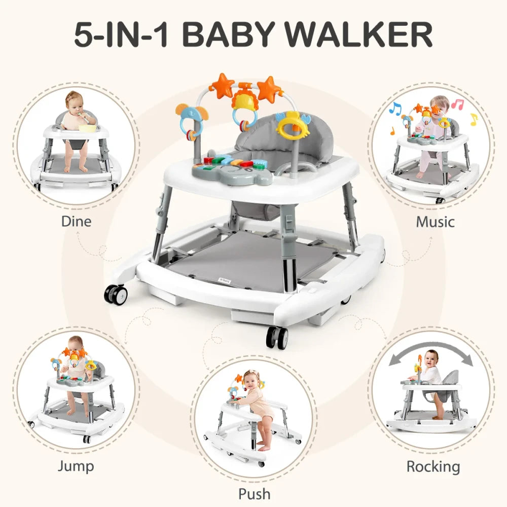 Adjustable Foldable 5 in 1 Baby Activity Center Walker